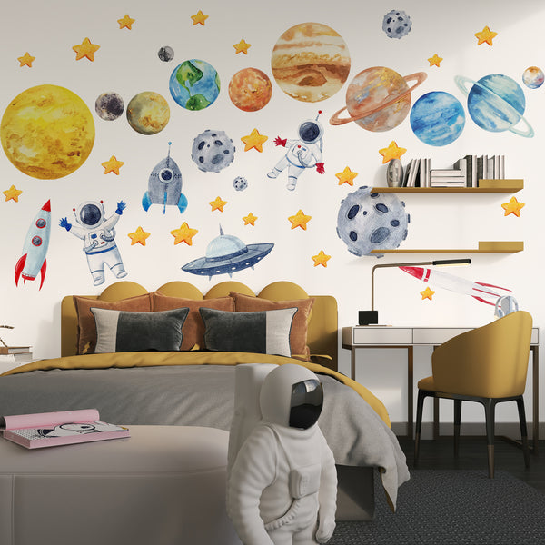 Solar System Wall Stickers, Space Theme Wall Decal, Solar System, Sun and Planets, Constellation decal, Nursery space Decals, Planet Decals