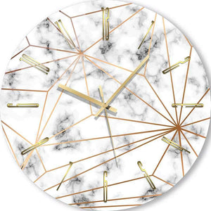 Custom Wall Clocks Personalized | Golden lines on a marble background 