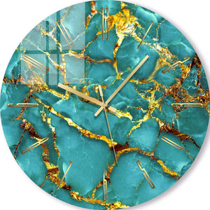 Custom Wall Clock | Turquoise with gold 