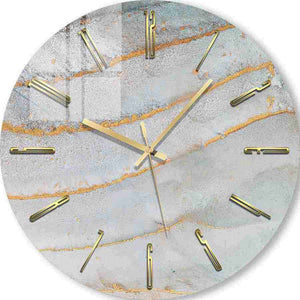 Custom Wall Clock | Golden lines on a light gray background 