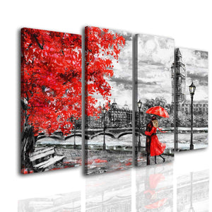 Multi Canvas Prints  -  Loving couple in rainy autumn London