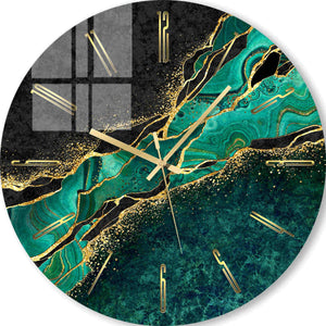 Personalized Wall Clock, Glass Clock Dark Green Glamor 
