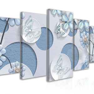 Multi Canvas Prints  - Blue Butterflies from a brooch