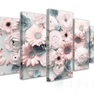 Multi Canvas Art  - Flowers in pale pink shades
