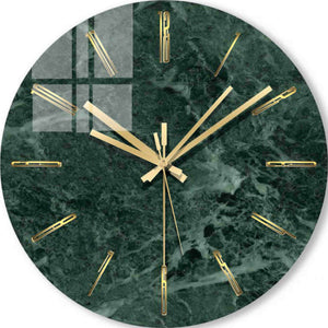 Custom Wall Clocks Personalized | Dark green marble 