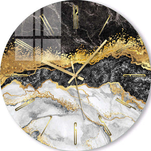 Custom Clock | Black marble with gold details 