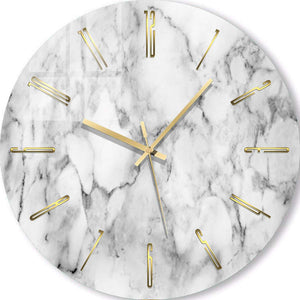 Glass Wall Clock | Grey-white marble 