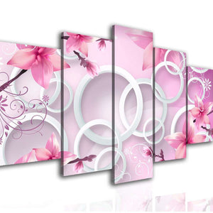 Multi Panel Canvas Wall Art  - Abstract pink flowers.