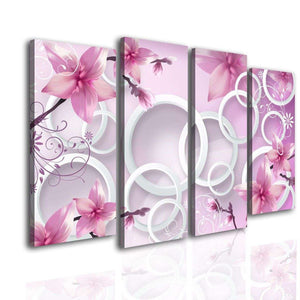 Split Canvas Art  -  Abstract pink flowers