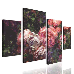 Multi Canvas Prints  -  Pink peonies on a dark background