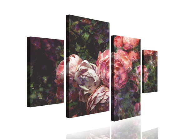 Multi Canvas Prints  -  Pink peonies on a dark background