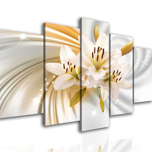 Multi Panel Wall Art  - White lily on a beige background