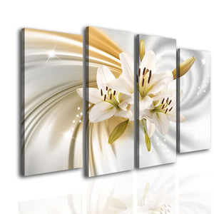 Multi Pic Canvas  -  White lily on a beige background