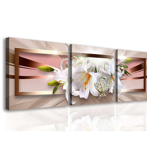 Multi Piece Wall Art  -  White lily on a brown background