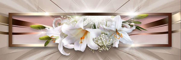 Modular picture, White lily on a brown background