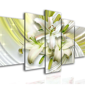 Multi Picture Canvas  - White lily on a green background