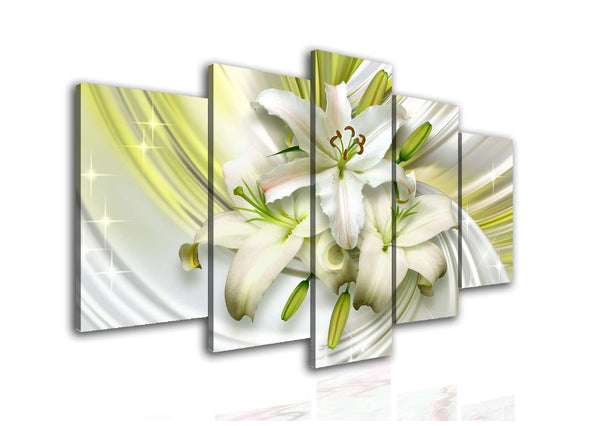 Multi Picture Canvas  - White lily on a green background