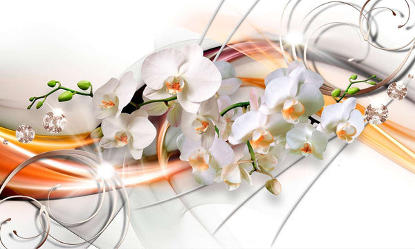 Modular picture, White orchid and orange pattern