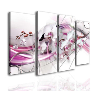Multiple Canvas Painting  -  White orchid and pink pattern