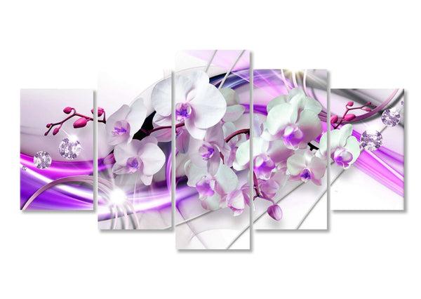 Modular picture, White orchid and lilac lines