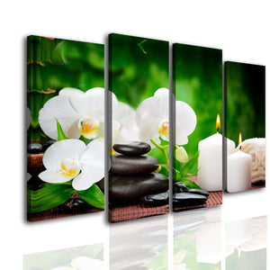 Multi Canvas Wall Art  -  White orchid and green background
