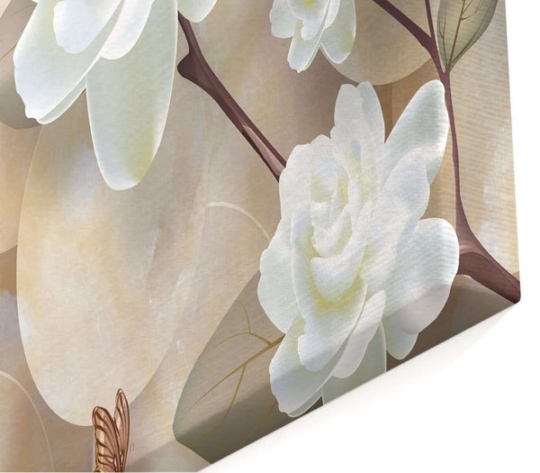 Modular picture, White flowers on a beige background