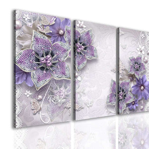 Multi Canvas Wall Art  -  Violet flowers
