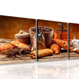 Multi Panel Wall Decor  -  Hot coffee and fresh pastries