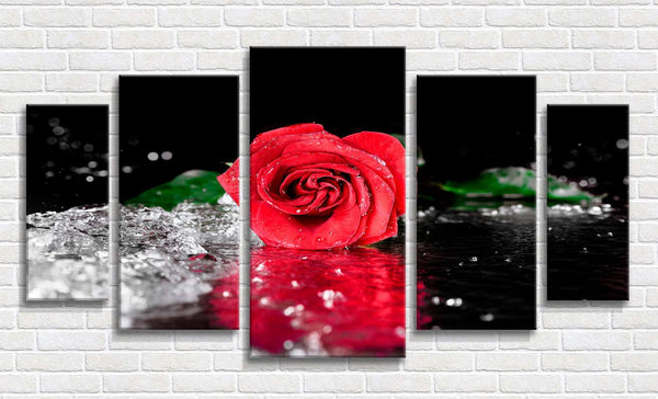 Modular picture, Red rose in water drops