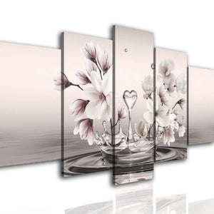Multi Picture Canvas  - Delicate flowers on the background of water.