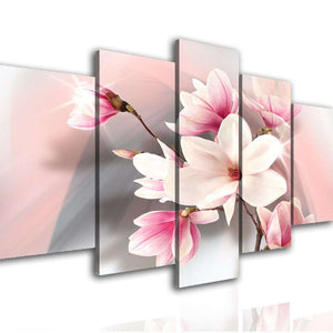 Multi Pic Canvas  - Delicate flower on a pink background