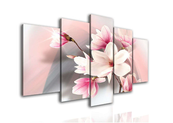 Multi Pic Canvas  - Delicate flower on a pink background