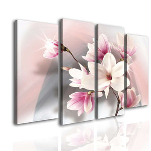 Multi Picture Canvas  -  Delicate flower on a pink background.