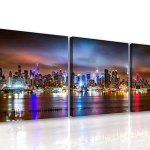 Canvas Multi Panel Wall Art  -  Nightlife in the Megapolis