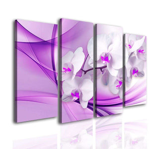 Split Canvas Wall Art  -  Orchid on a purple background.
