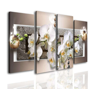 Multi Panel Canvas Wall Art  -  Orchid on a brown background