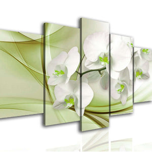 Canvas Multi Panel Wall Art  - Orchid on a green background