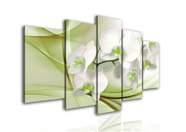 Canvas Multi Panel Wall Art  - Orchid on a green background