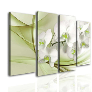 Multi Panel Wall Art  -  Orchid on a green background