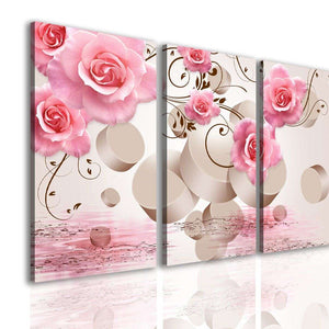 Multi Canvas Artwork  -  Pink rose on a 3D background