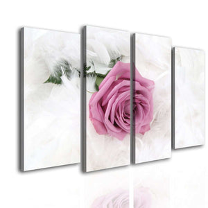 Multi Panel Wall Art  -  Pink rose on a white background