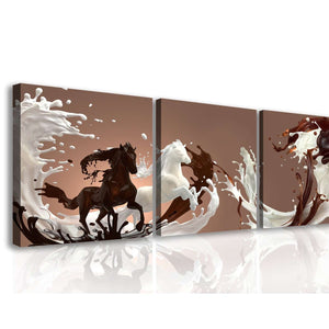 Canvas Wall Art Multi Panel  -  Chocolate horses