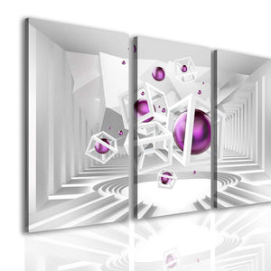 Split Canvas Art  -  Sphere of lilac color on 3D background