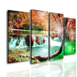 Multi Picture Canvas  -  Waterfall in the autumn forest