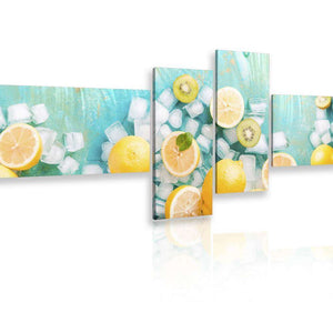 Multi Picture Canvas  -  Yellow lemons on a blue background