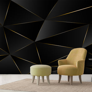  Black and Gold Geometric Triangles Wallpaper Mural