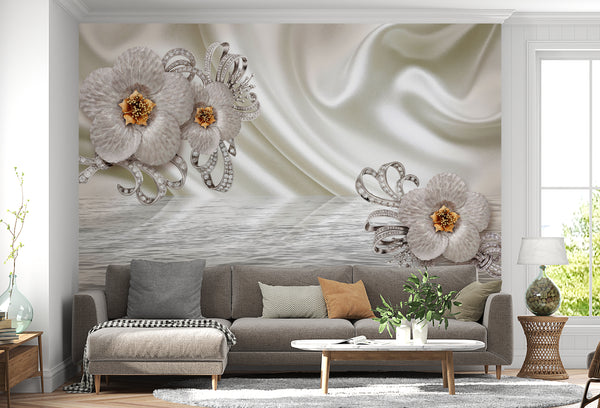 3D Diamond Flower Jewelry Wall Murals