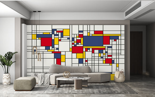 Abstract Wallpaper Mural, Non Woven, Colorful Geometric Cubes Wallpaper, Abstract Geometry Wall Mural