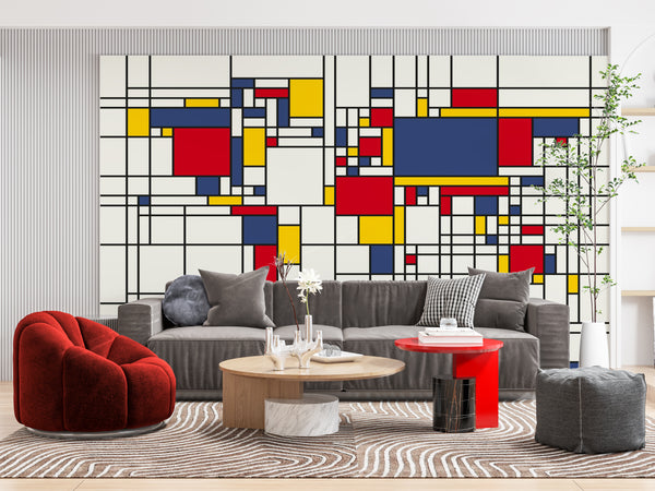 Abstract Wallpaper Mural | Colorful Geometric Cubes Wallpaper