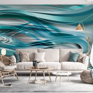 Abstract Wallpaper Mural | Blue & Grey Abstract Wallpaper